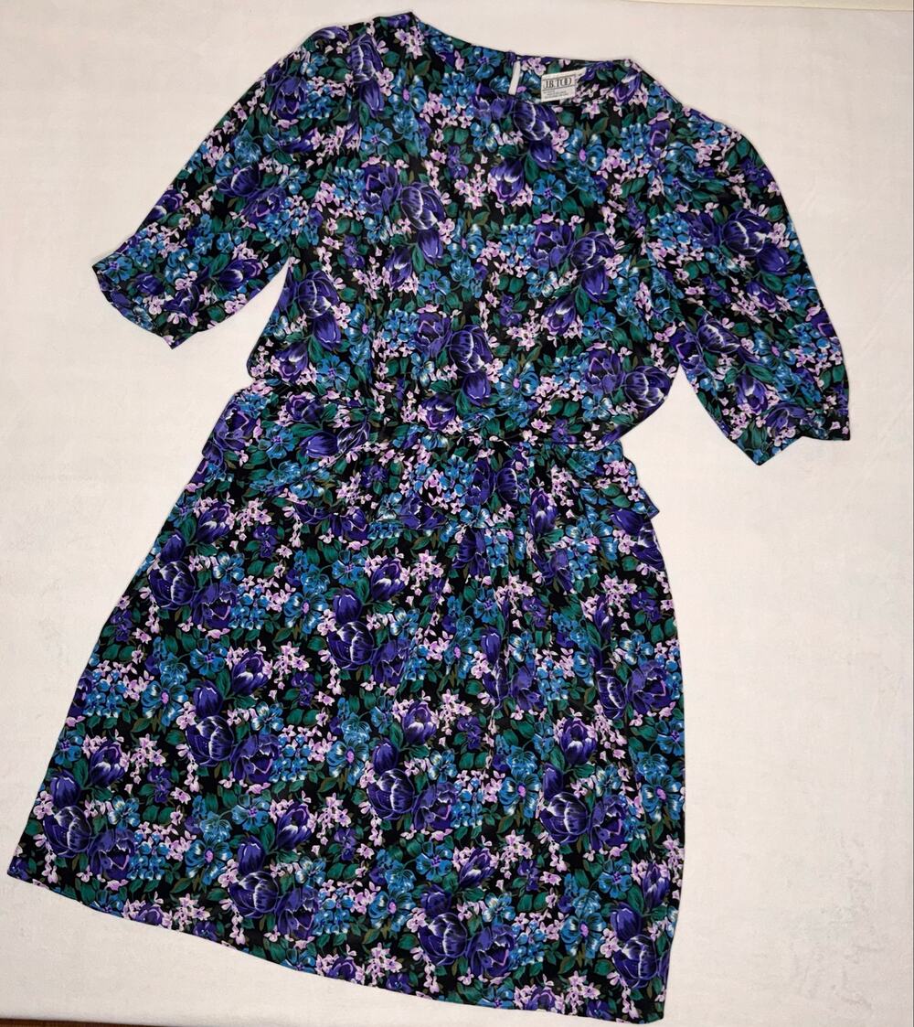 Vintage Floral Pouf Sleeve Dress J.B. Too